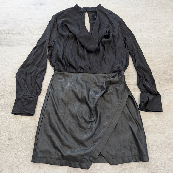 Anthropologie Maeve Plunge Faux Leather Dress Size 10 - Picture 4 of 10